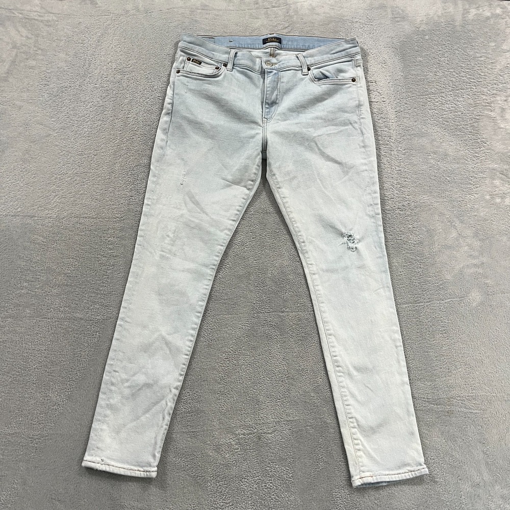 Polo Ralph Lauren Jeans‎ Womens 32 Blue Tompkins Mid Rise Skinny Light Wash Y2K